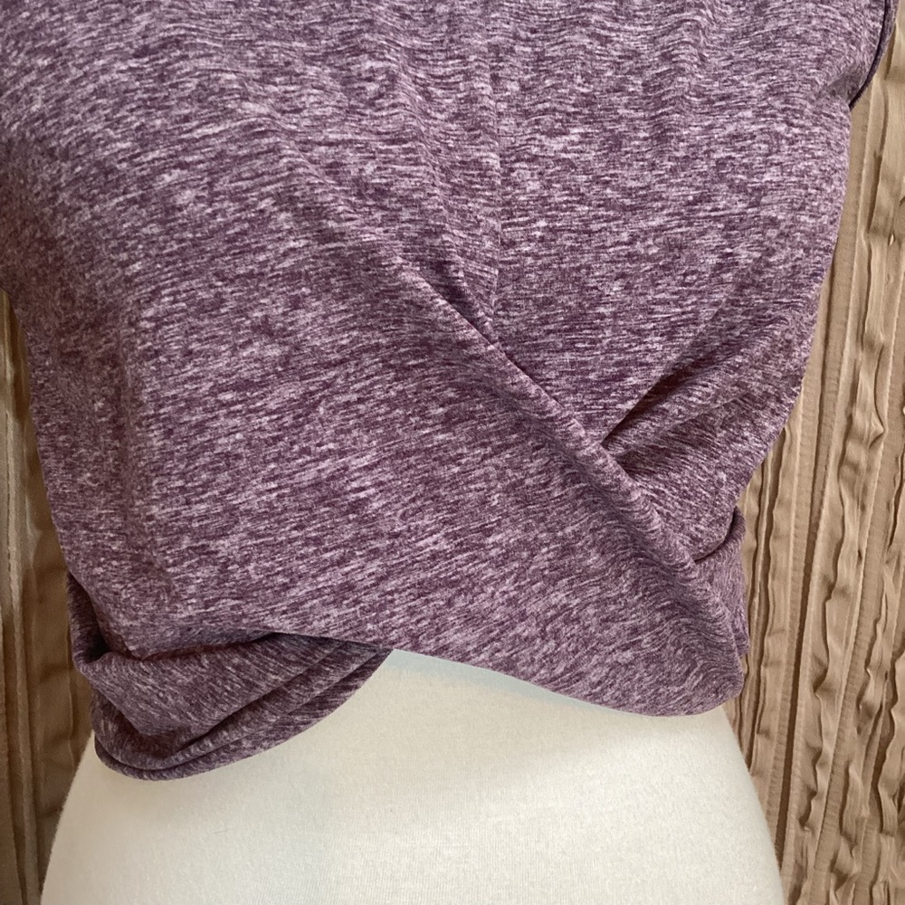 Heathered Purple Twist-Front workout/athletic top, sleeveless, M - Picture 2 of 7